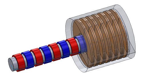 6S/4P PM 管状発電機の 2D および 3D 設計