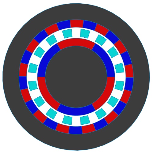 2D-Modell des neuen Magnetgetriebes