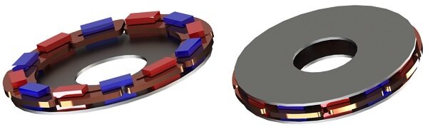 シミュレートされた軸方向磁束発生器の 3D モデル