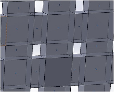 ハルバッハ配列を形成する磁石の保磁力方向 (青い矢印)