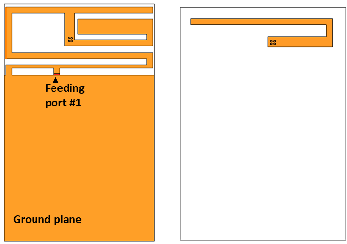 PCB layout top(left) and bottom view.