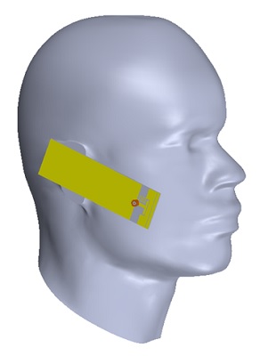 人間の頭部ファントムの近くで研究されたアンテナの 3D 設計